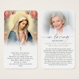 Religious Virgin Mary In Loving Memory Prayer Card