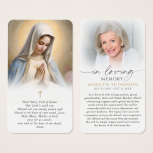Religious Virgin Mary In Memory Cross Prayer Card