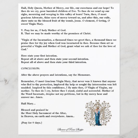 Religious Virgin Mary Jesus Angels Catholic Prayer (Back)