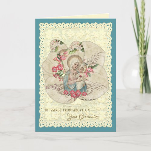 Religious Virgin Mary Jesus Catholic Graduation   Holiday Card