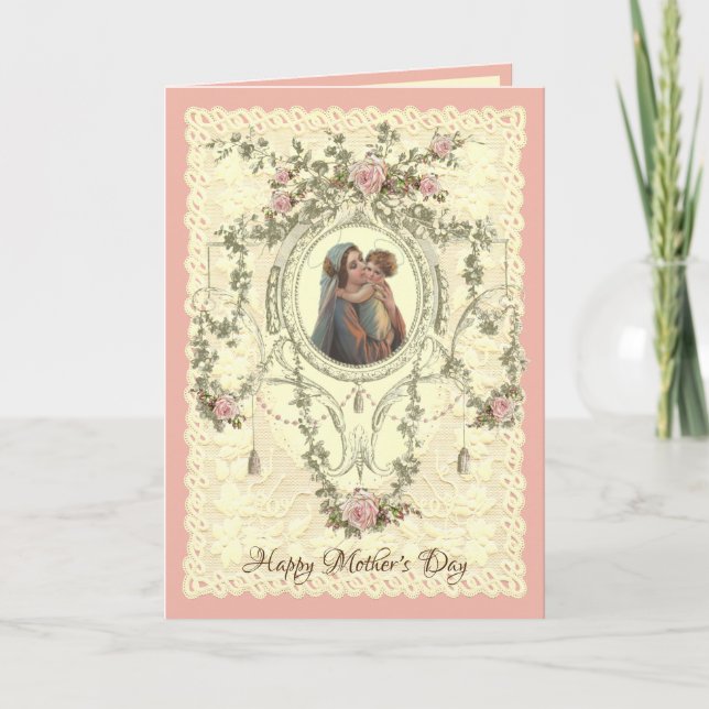 Religious Virgin Mary Jesus Catholic Mothers Day Holiday Card (Front)