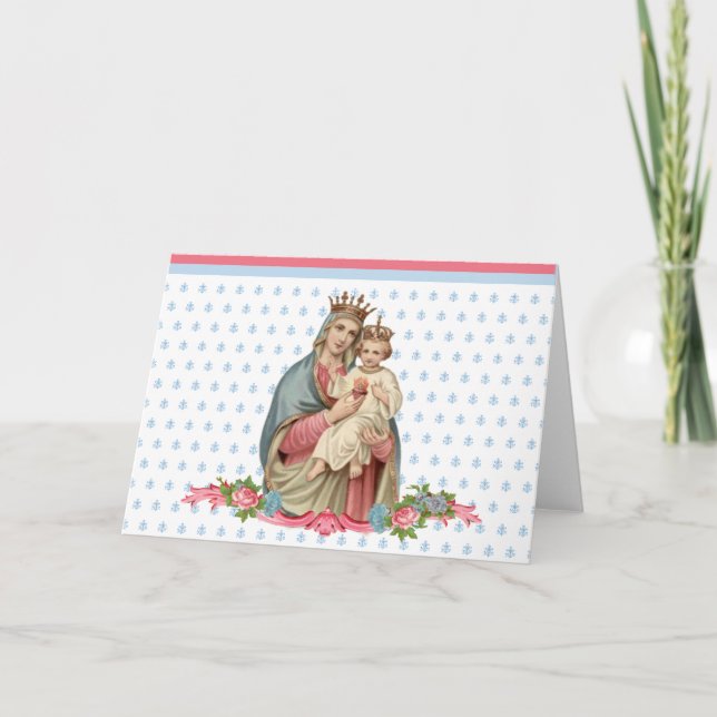 Religious Virgin Mary Jesus Catholic Prayer Vintag Card (Front)