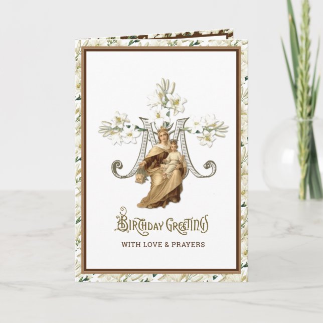 Religious Virgin Mary Jesus Catholic Vintage Card (Front)