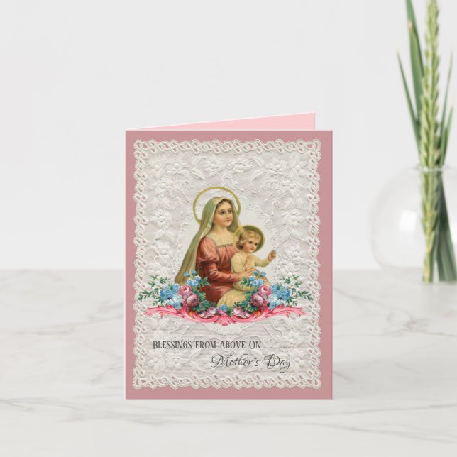 Religious Virgin Mary Jesus  Mothers Day Holiday Card (Front)