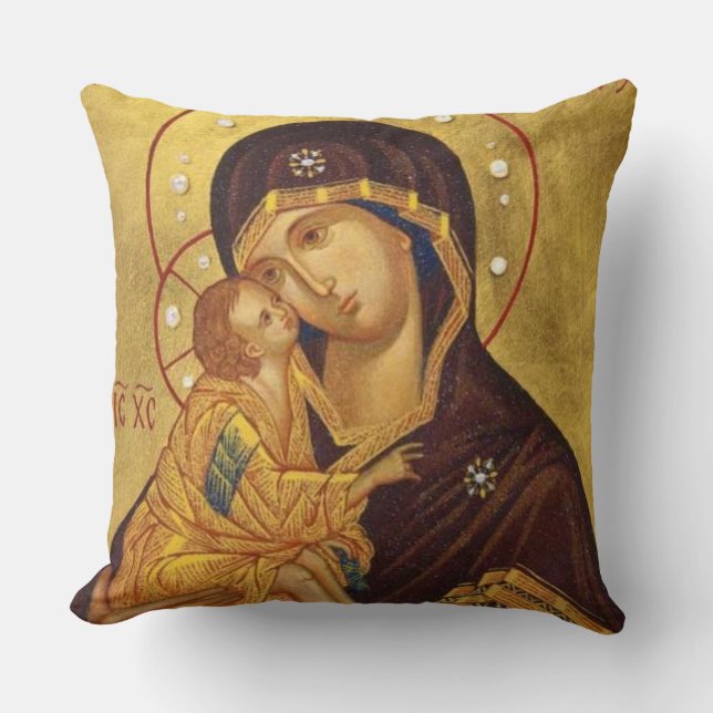 Religious Virgin Mary Jesus Perpetual Help Throw Pillow (Front)