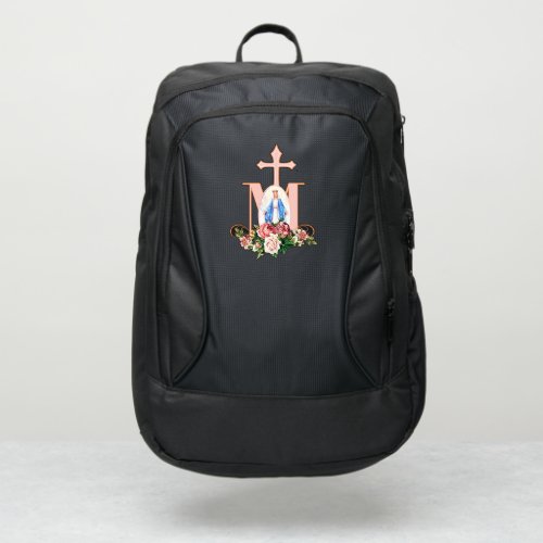 Religious Virgin Mary Jesus Roses Marian Cross Port Authority Backpack