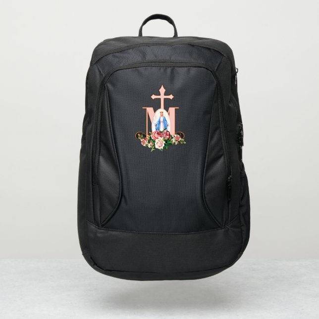 Religious Virgin Mary Jesus Roses Marian Cross Port Authority® Backpack (Front)