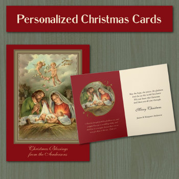 Religious Virgin Mary Jesus Scripture Christmas Holiday Card by ShowerOfRoses at Zazzle