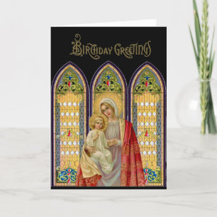 Religious Virgin Mary Jesus Stained Glass Windows Card
