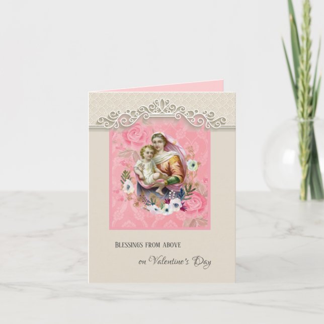 Religious Virgin Mary Jesus  Valentine's Day Holiday Card (Front)
