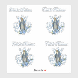 Religious Virgin Mary Lady of Grace Blue Flowers S Sticker