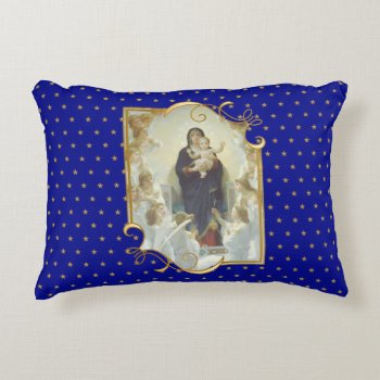 Religious Virgin Mary Lady Of The Angels Accent Pillow by ShowerOfRoses at Zazzle