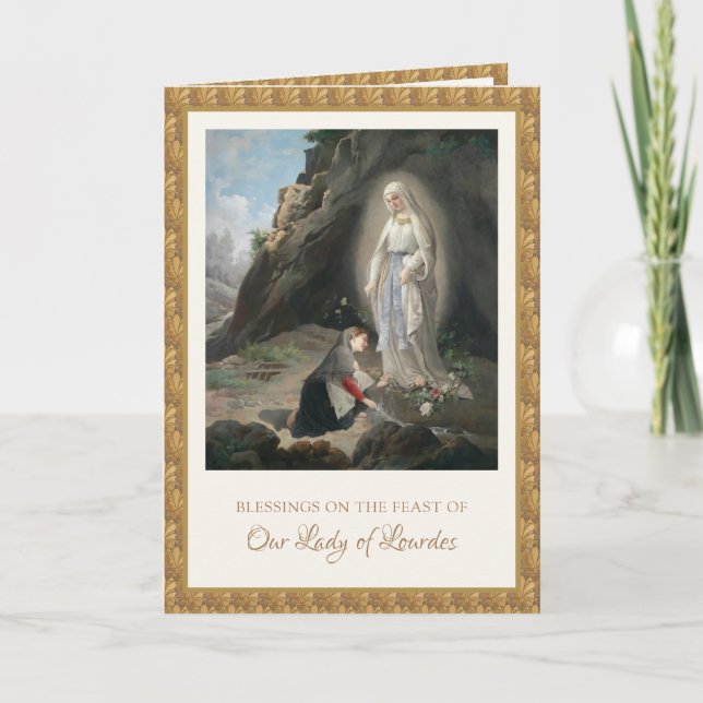 Religious Virgin Mary Lourdes St. Bernadette  Card (Front)