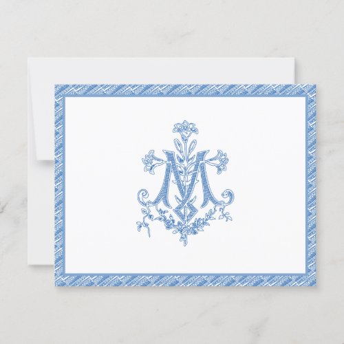 Religious Virgin Mary Marian Blue M Lilies Card