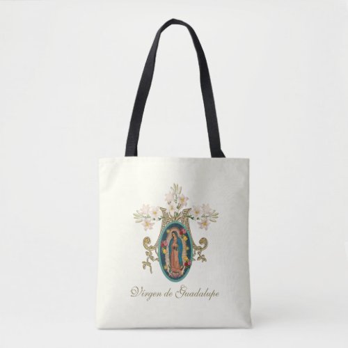 Religious Virgin Mary Marian Cross Guadalupe Tote Bag