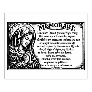 Religious Virgin Mary Memorare Catholic Prayer Rubber Stamp