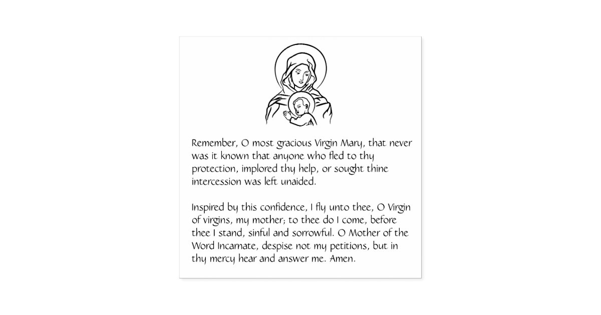 Religious Virgin Mary Memorare Catholic Prayer Rubber Stamp Zazzle 8751