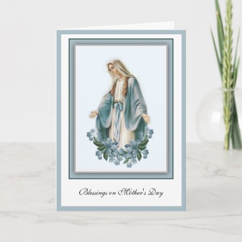 Religious Virgin Mary Mothers Day Flowers Card