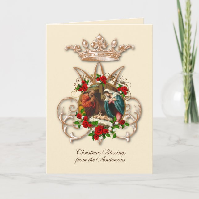 Religious Virgin Mary Nativity St. Joseph Jesus  Holiday Card (Front)