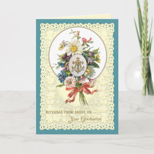 Religious Virgin Mary Roses Catholic Graduation  Holiday Card