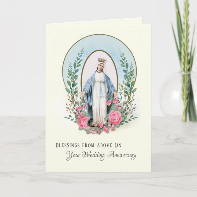 Religious Virgin Mary Roses Catholic Mothers Day   Holiday Card (Front)