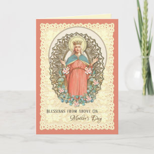 Religious Virgin Mary Roses Catholic Mothers Day   Holiday Card