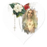 Religious Virgin Mary Roses Elegant Vintage  Heart Sticker