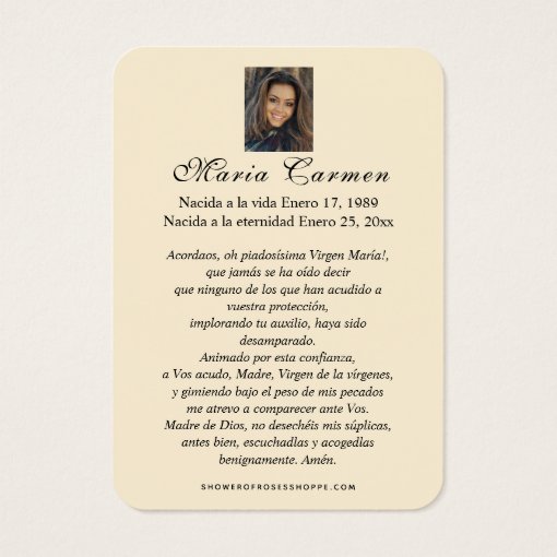 Religious Virgin Mary Spanish Funeral Holy Prayer | Zazzle