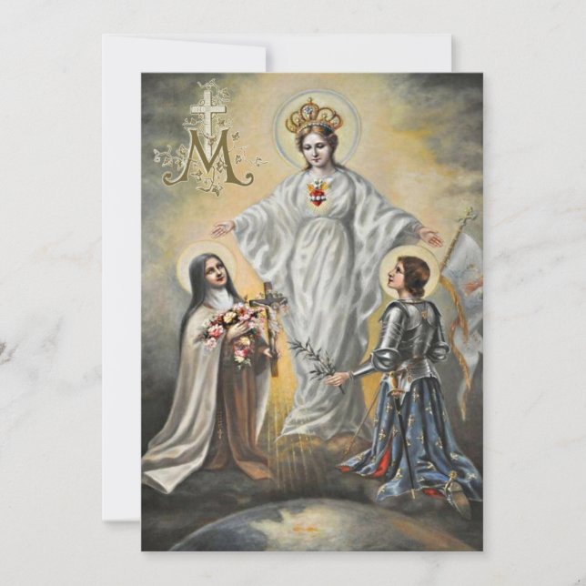 Religious Virgin Mary St. Therese Joan of Arc Card (Front)