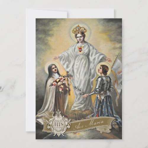 Religious Virgin Mary St Therese Joan of Arc  Card