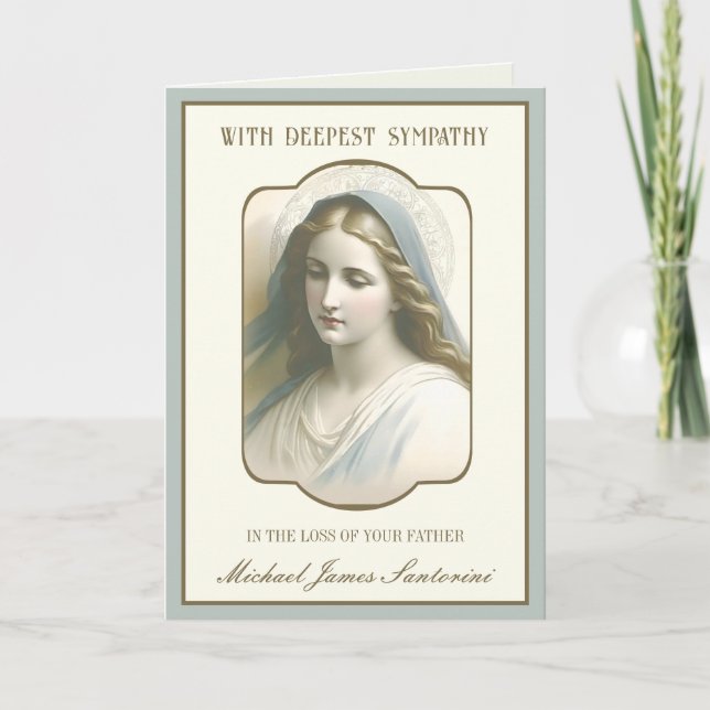 Religious Virgin Mary Sympathy Father Condolence Card (Front)