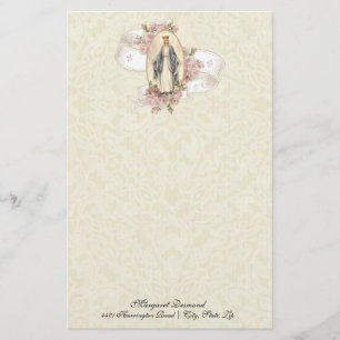 Religious Virgin Mary Vintage Catholic Roses