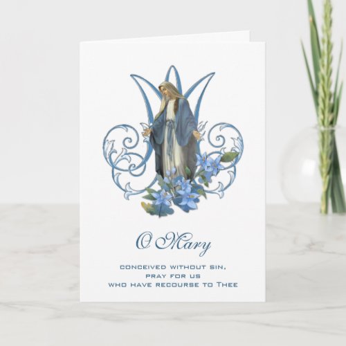 Religious Virgin Mary Vintage Floral Birthday Card