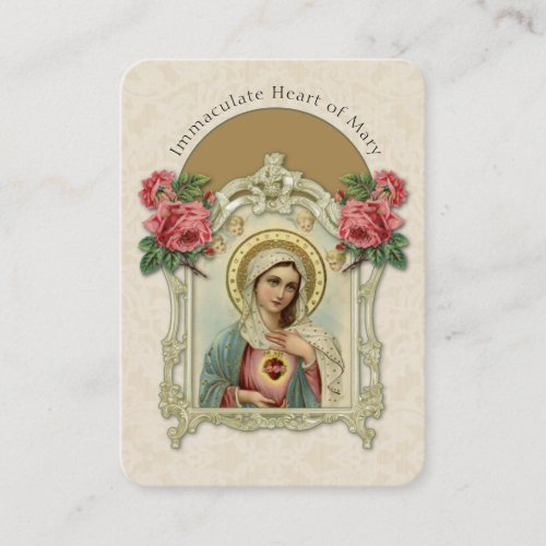 Religious Virgin Mary Vintage Roses Prayer  Business Card