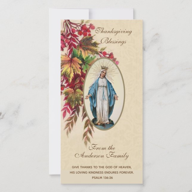 Religious Virgin Mother Mary Thanksgiving Holiday  (Front)