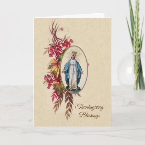 Religious Virgin Mother Mary Thanksgiving Holiday Card