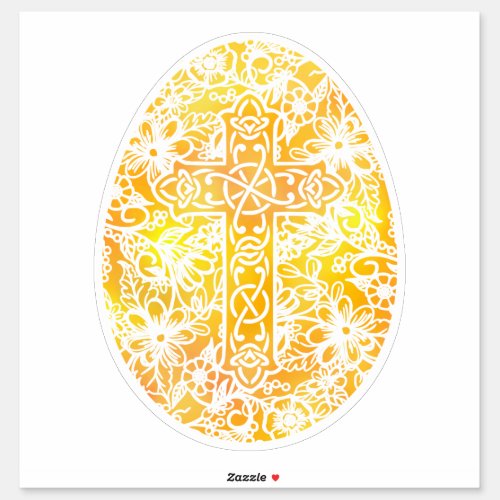 Religious Watercolor Easter Egg Cross Sticker