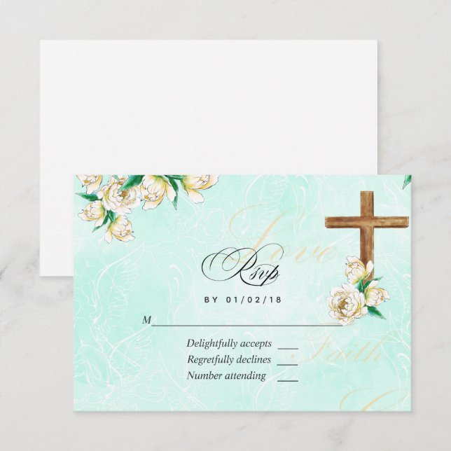 Religious Watercolor Floral RSVP Card (Front/Back)