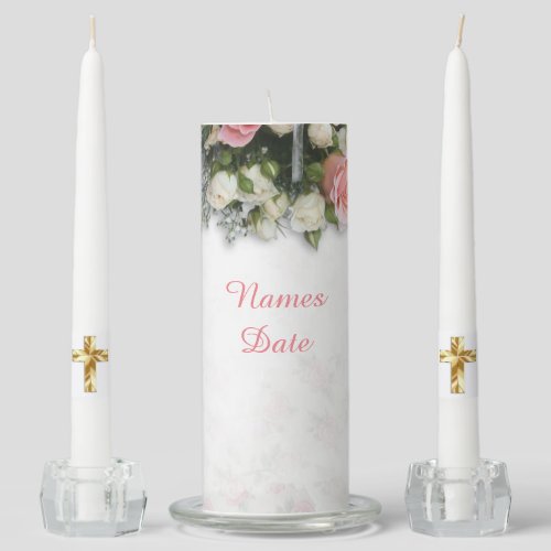 Religious Wedding Anniversary Custom Floral Unity Candle Set