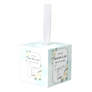 Religious Wedding Anniversary Faith Hope Love Cube Ornament