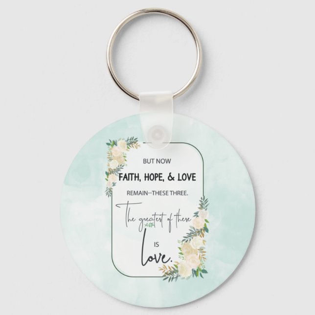 Religious Wedding Anniversary Faith Hope Love Keychain (Front)