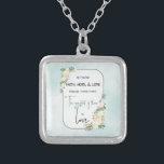 Religious Wedding Anniversary Faith Hope Love Silver Plated Necklace<br><div class="desc">The beautiful scripture quote of faith hope and love,  is centered with cream roses sprays around the corners. Teal colored background is a watercolor look adding a softness to the message. Perfect gift to send religious wedding anniversary wishes.</div>