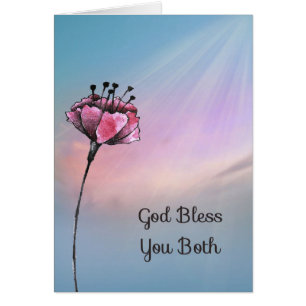 Religious Wedding Card with Flower