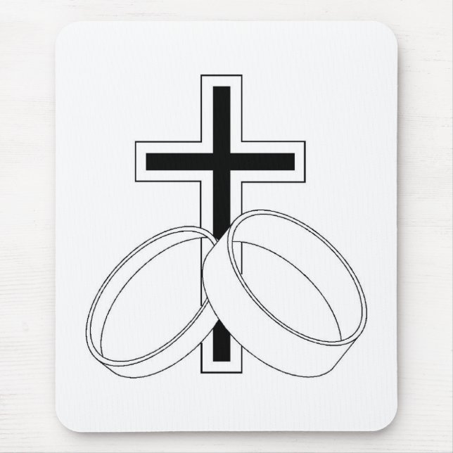 Religious Wedding Symbols Cross Wedding Rings Mouse Pad (Front)