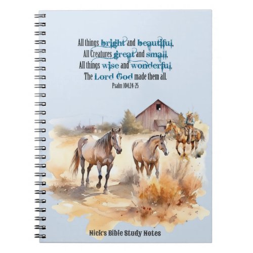 Religious Western Cowboy Horse Ranch Scripture  Notebook