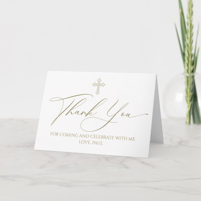 Religious white and gold thank you card (Front)