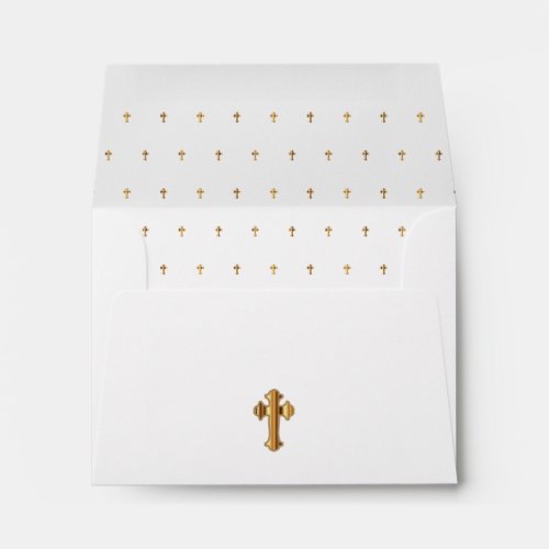 Religious White with Gold Crosses Envelope
