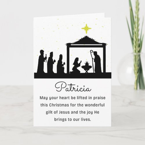 Religious With Name Merry Christmas Holiday Card