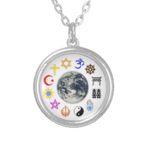 RELIGONS OF THE WORLD SILVER PLATED NECKLACE