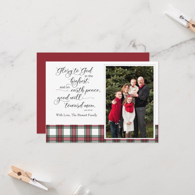 Religous Christmas Photo Card Luke Bible Verse (Front/Back In Situ)